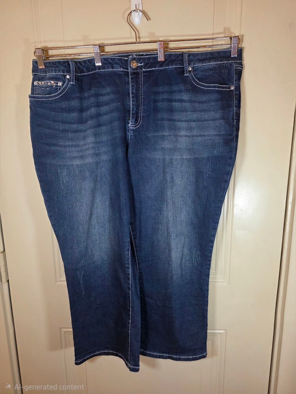 Csto Dark Embellished Denim Capri Jeans 24W Girls Night Out Y2K Style - Picture 2 of 14